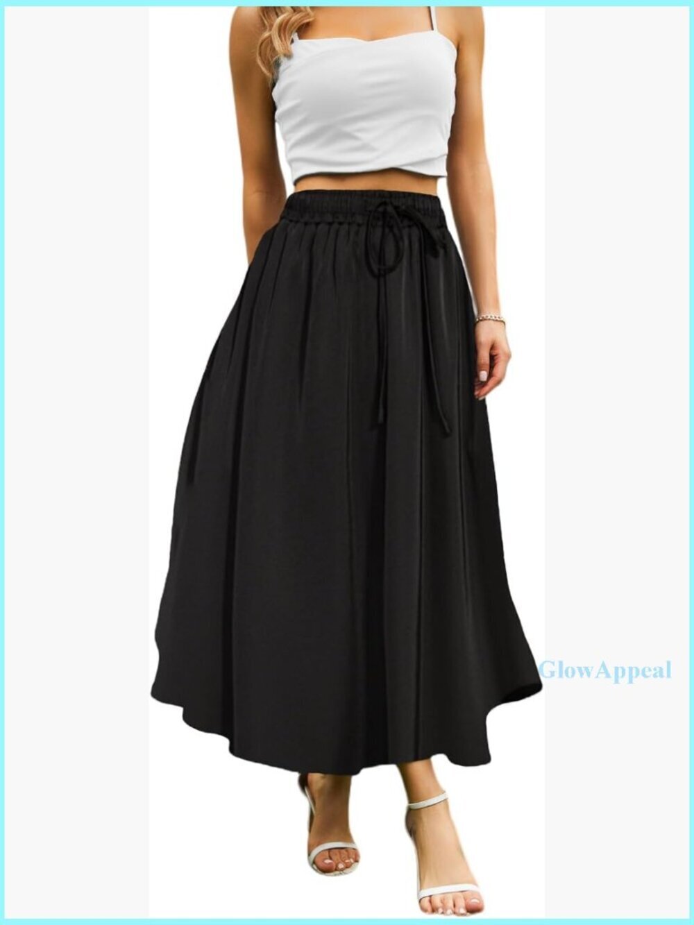 Maxi Skirt with Pockets, Elastic Waist, Light Fabric for Casual Beach Wear